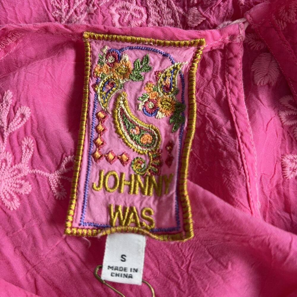 Johnny Was Pink Embroidered Blouse Women Small Jonet Ferrera Blouse Embroidered - Picture 5 of 8